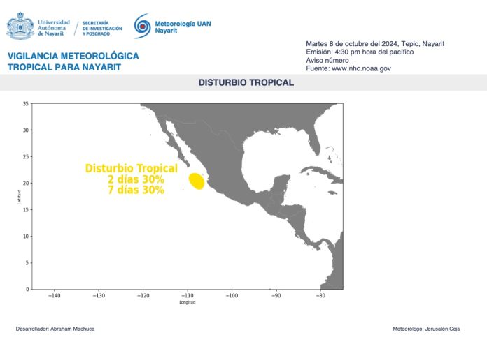 Vigilan baja presión frente a costas de Jalisco. Zona de baja presión tiene 30% de probabilidad de convertirse en ciclón tropical